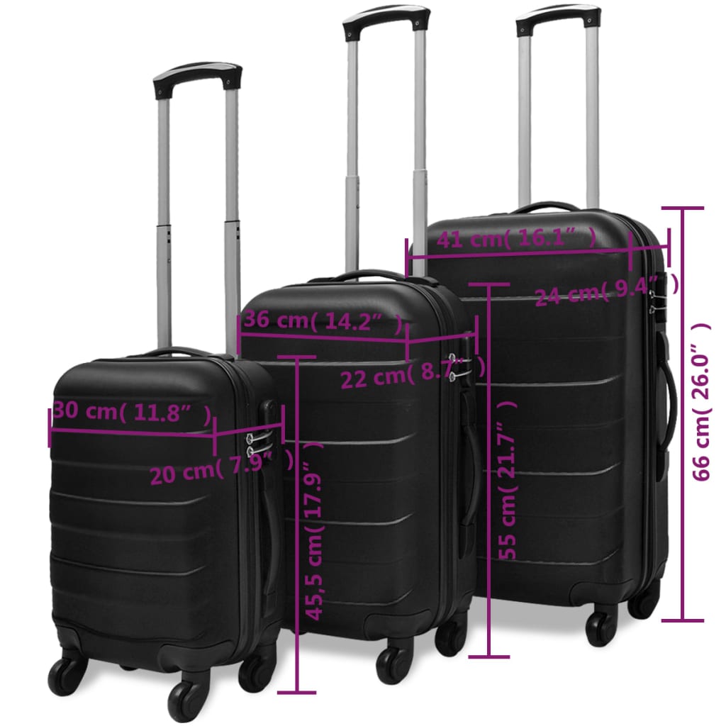 3-piece hard-shell suitcase set 45.5/55/66 cm   3-piece hard-shell suitcase set