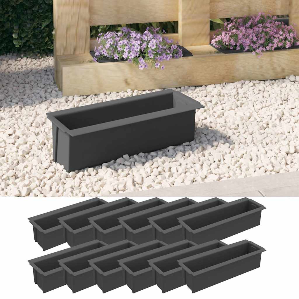 planter box for Euro pallets, 12 pieces, grey, 36x13.5x9.5 cm, PP