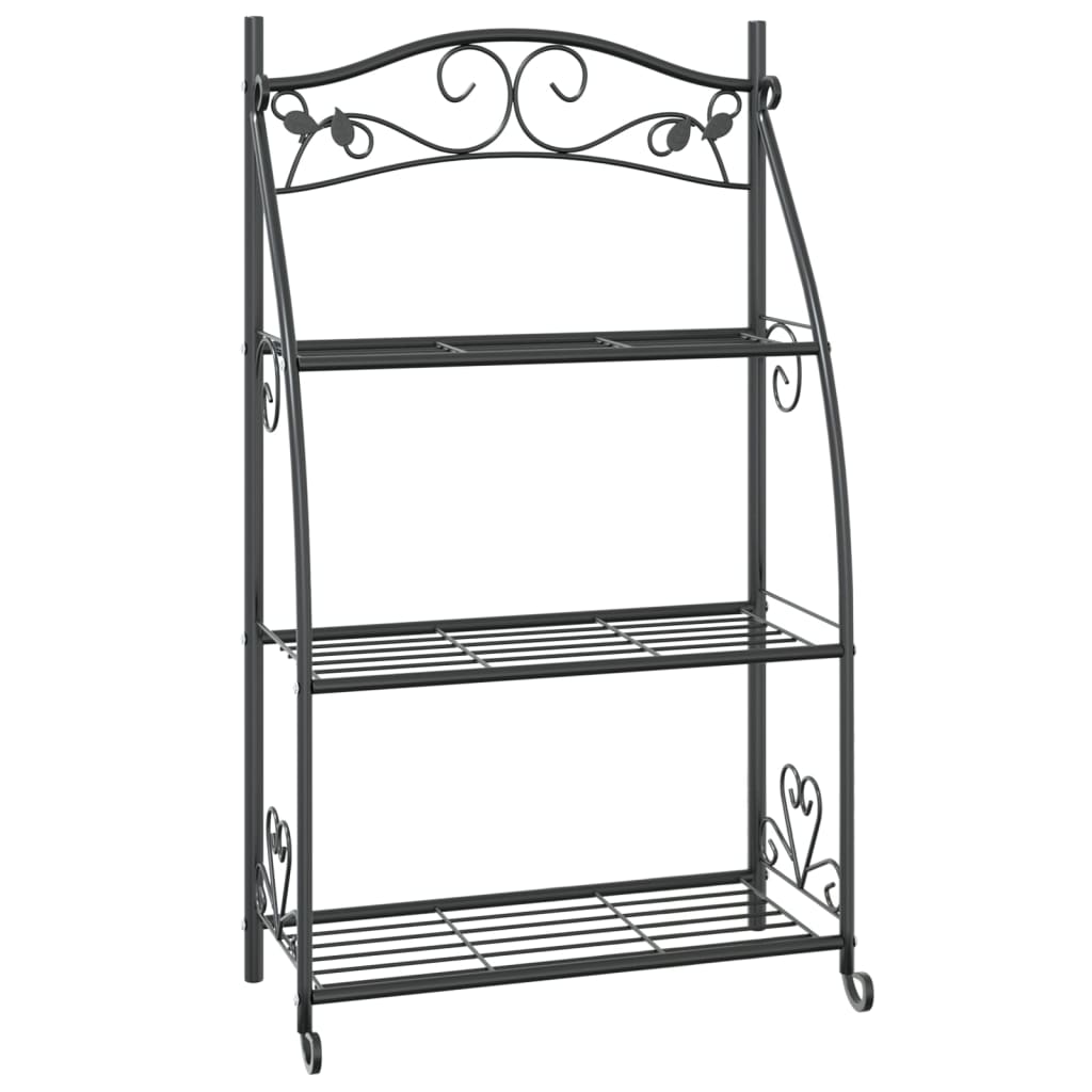 Flower Shelf Black 56x30x96 cm Steel