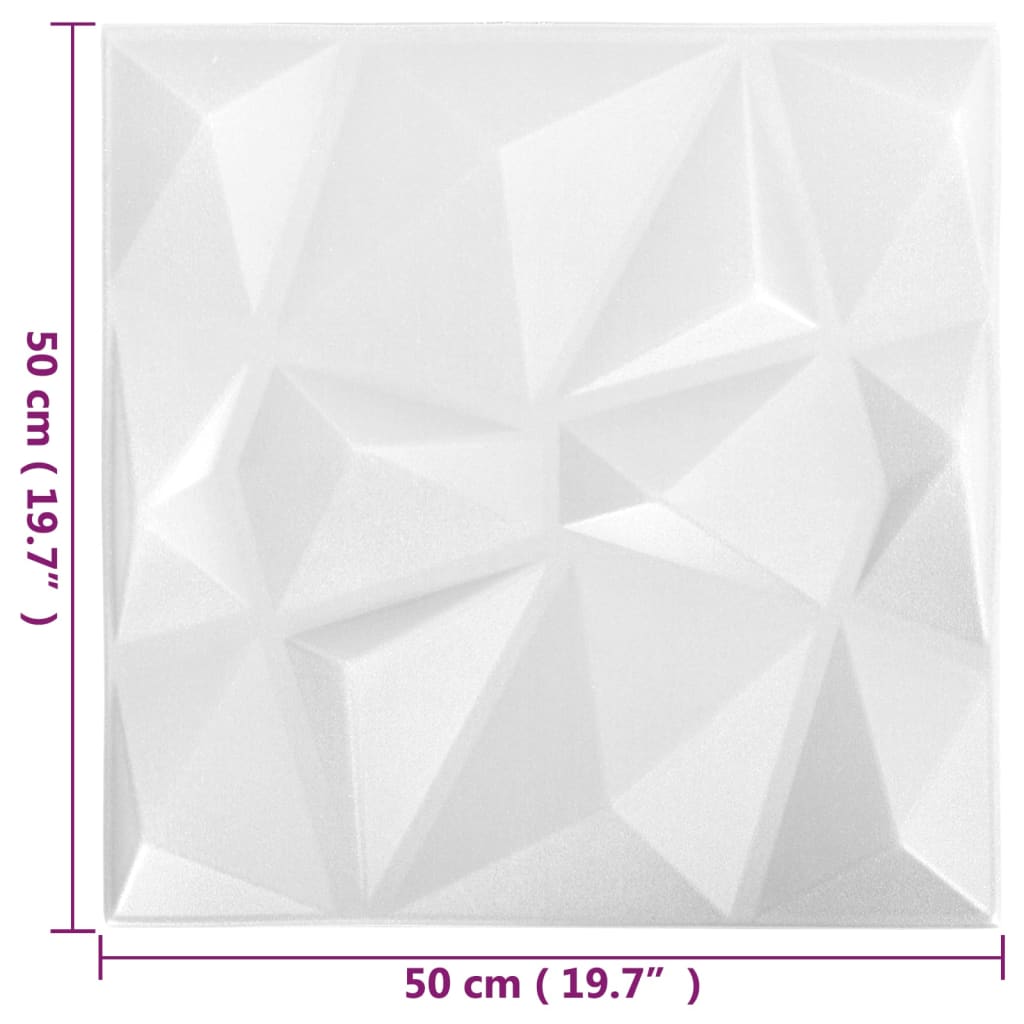 3D wall panels, 24 pieces, diamond white, 6 m²