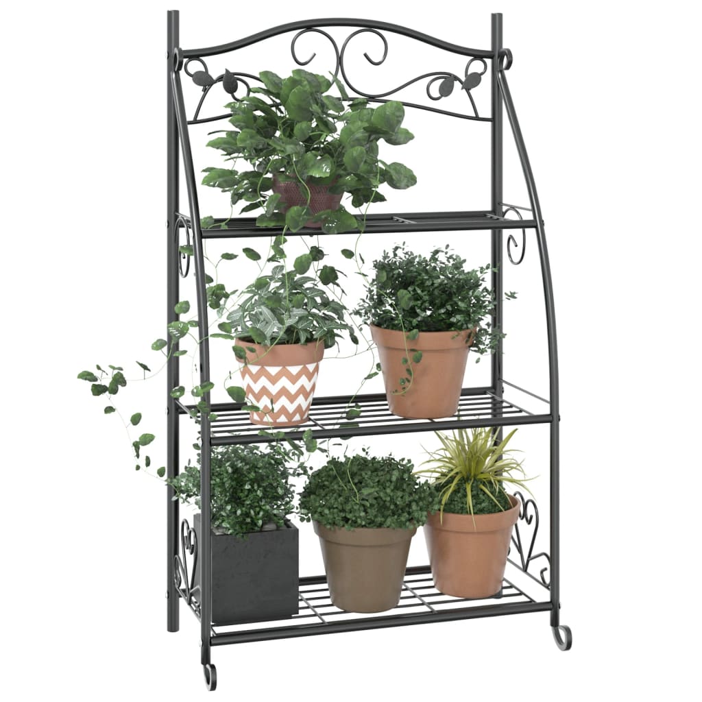 Flower Shelf Black 56x30x96 cm Steel