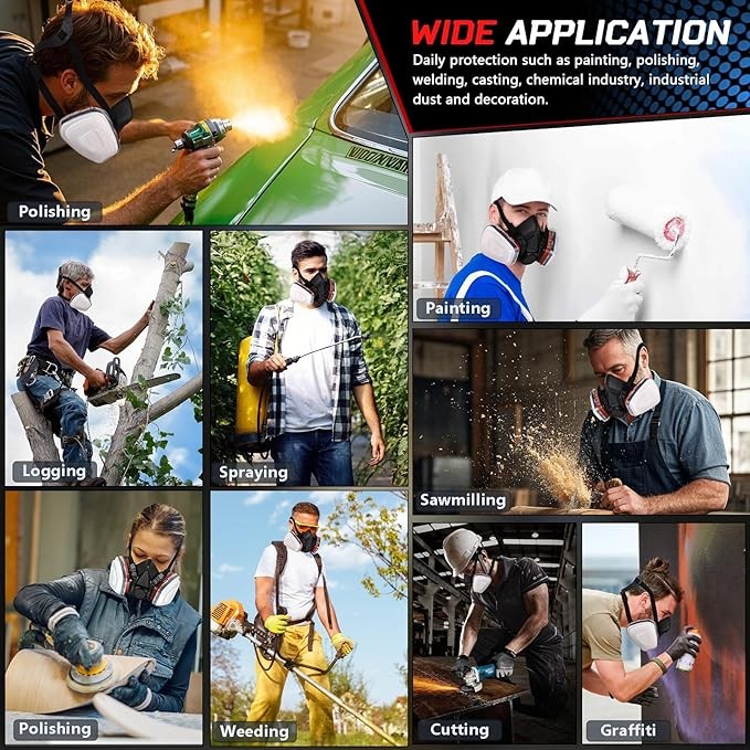 6001 Atemschutz Halbmaske Gasmaske Staubmaske Lackiermaske Mit Wechselfilter