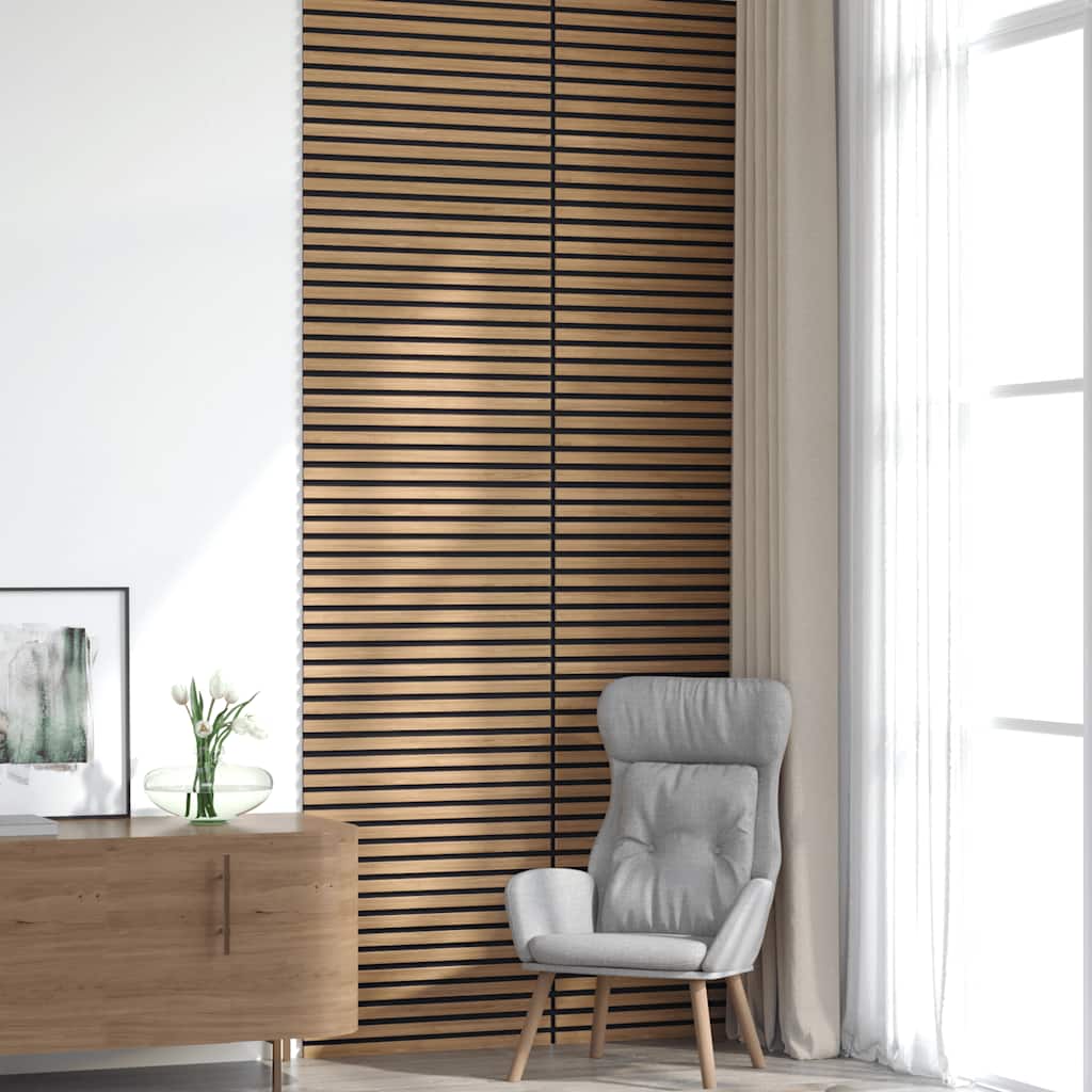Acoustic Wall Panels, 8 pieces, 60 mm slats, oak veneer
