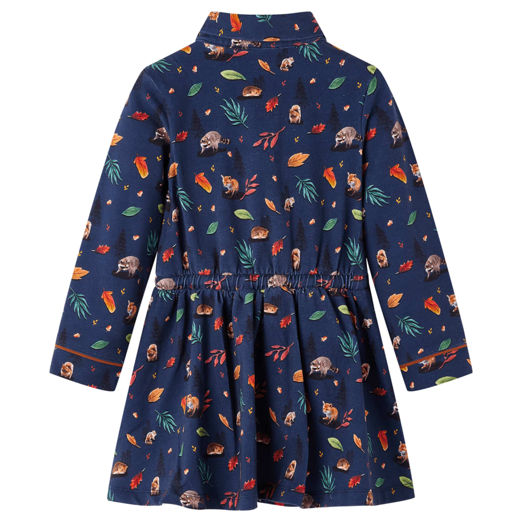 Children's dress with long sleeves, navy blue, size 116