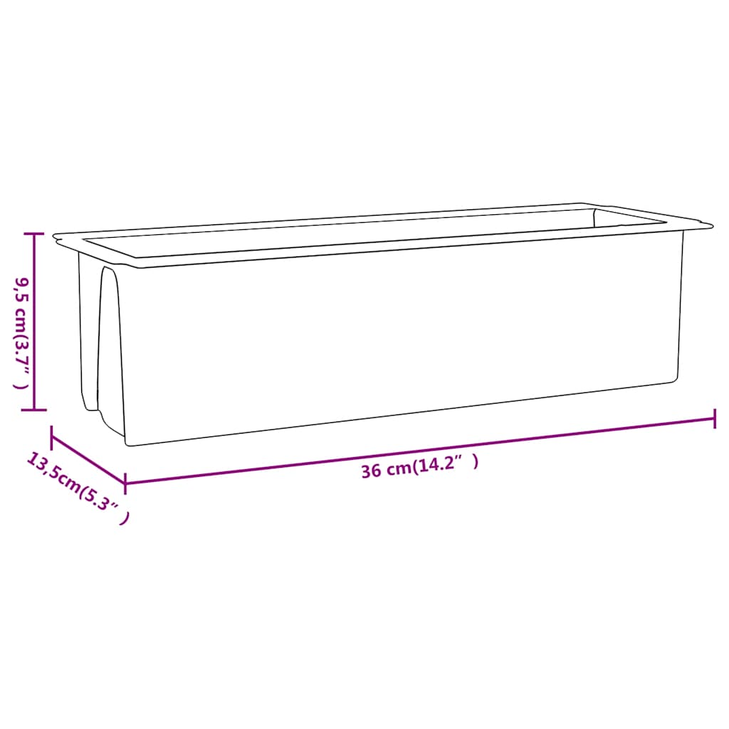 planter box for Euro pallets, 12 pieces, grey, 36x13.5x9.5 cm, PP