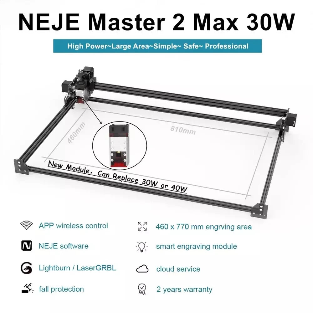 NEJE Master 2 2S Max 30W 40W  80W High Power Laser Engraving Machine GD32 MCU Wood Router Desktop Laser Engraver Cutting Machine