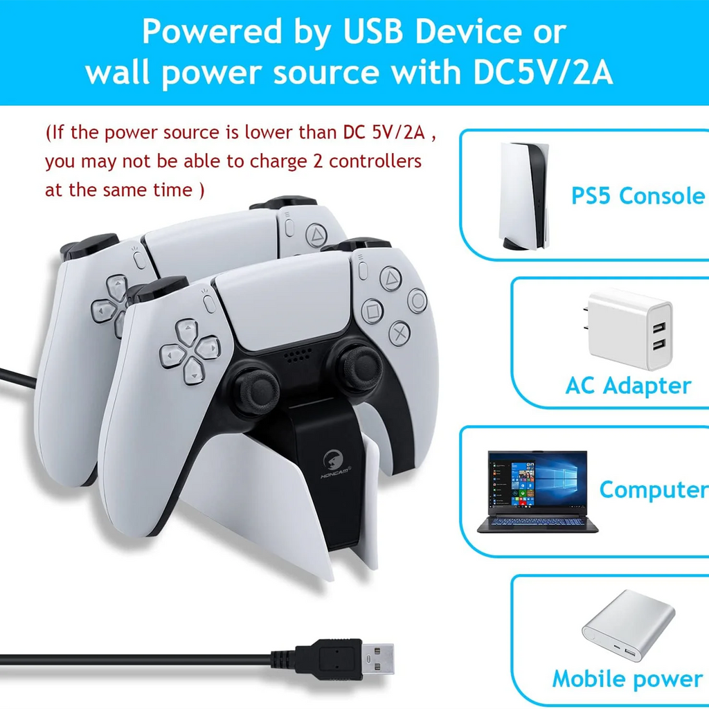 Game Wireless Charging Station for PS5 with Dual Fast Charger Dock and LED Charging Indicators