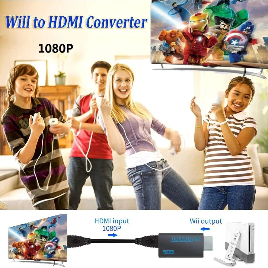 WII To HDMI Adapter  Full HD 1080P WII To HDMI Wii 2 HDTV Converter Wii To HDMI Adapter 3.5mm Audio for HDTV Monitor Display PC