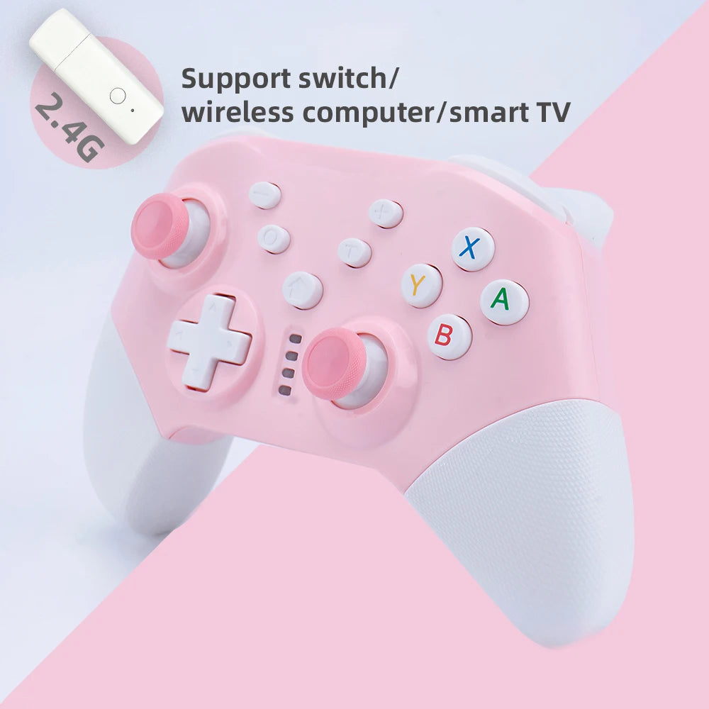 Switch Pro gamepad  supports switch console with dual motor vibration, pink game controller supports PC win10