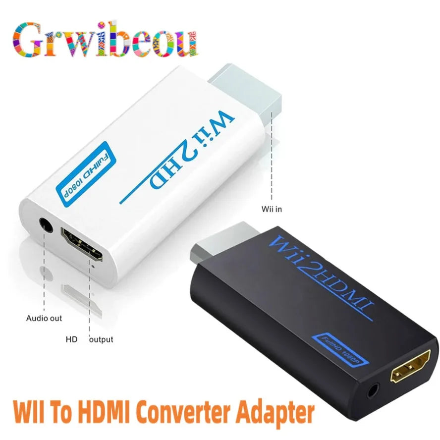 WII To HDMI Adapter  Full HD 1080P WII To HDMI Wii 2 HDTV Converter Wii To HDMI Adapter 3.5mm Audio for HDTV Monitor Display PC