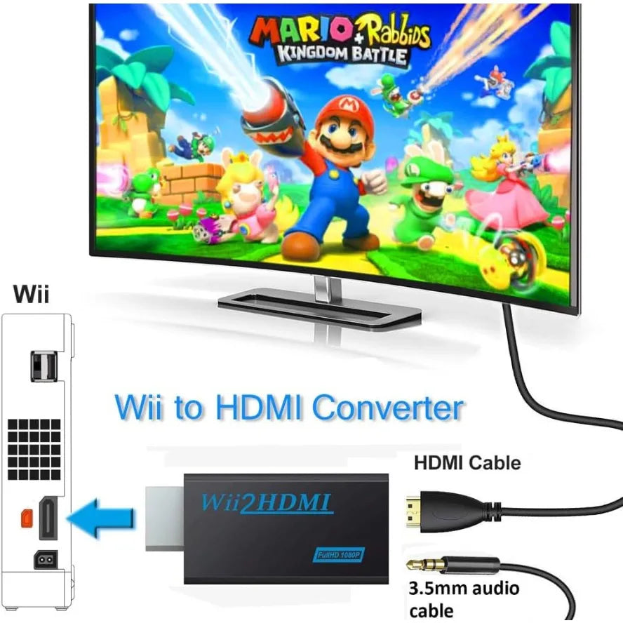 WII To HDMI Adapter  Full HD 1080P WII To HDMI Wii 2 HDTV Converter Wii To HDMI Adapter 3.5mm Audio for HDTV Monitor Display PC