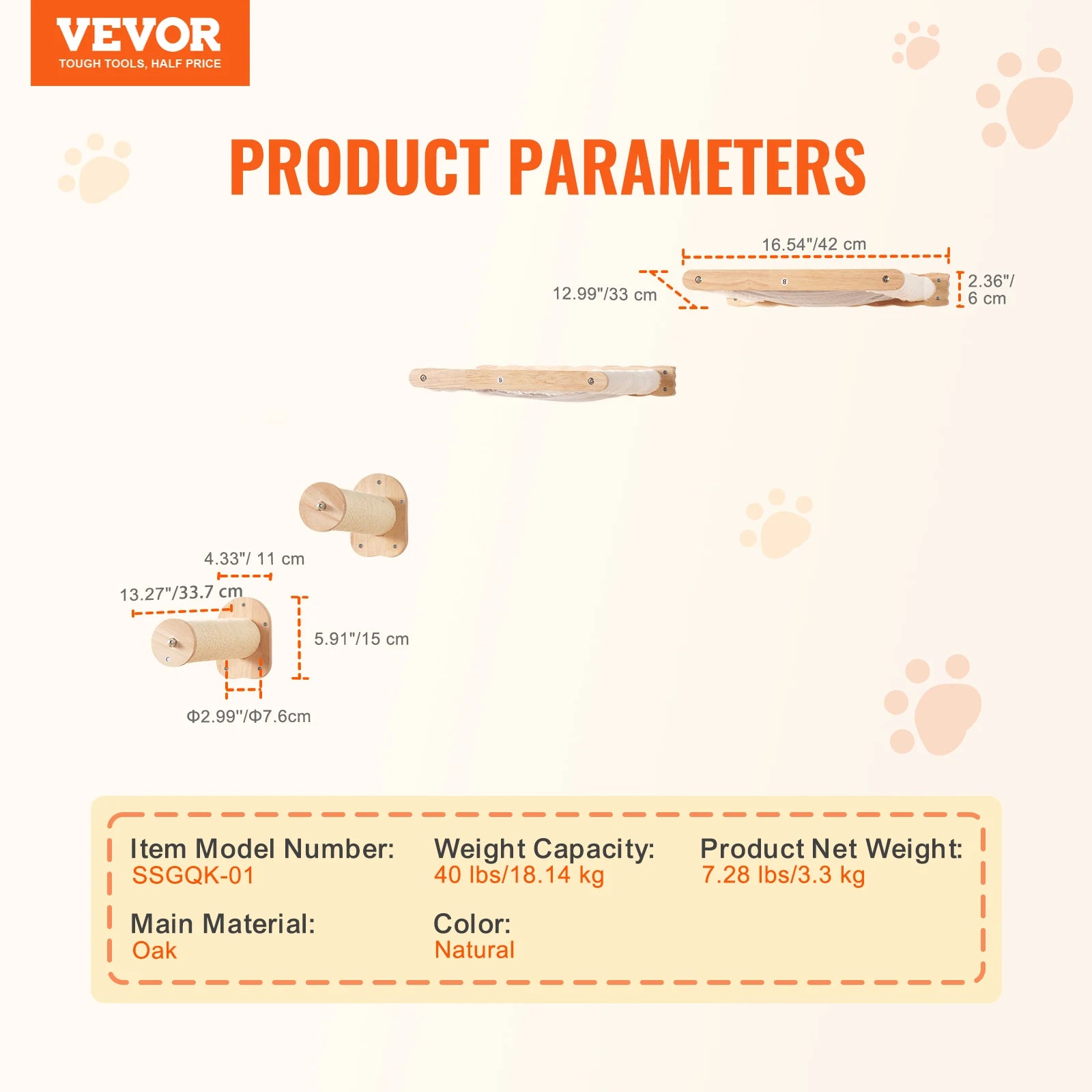 SucceBuy Wall Mounted Cat Shelves Cat Wall Shelves and Perches with Jumping Boards Hammocks & Cat Tree Cat Furniture and Shelves