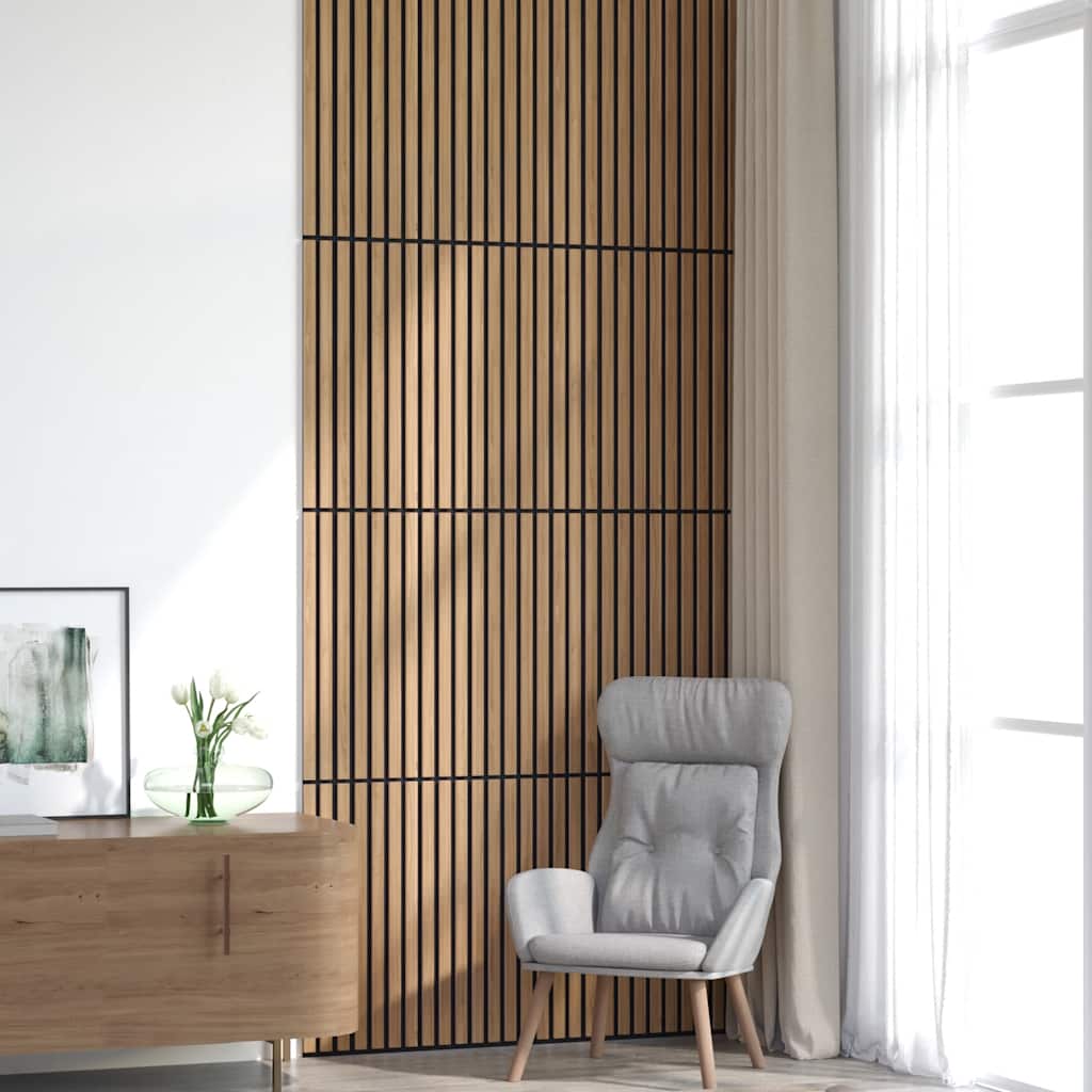 Acoustic Wall Panels, 8 pieces, 60 mm slats, oak veneer