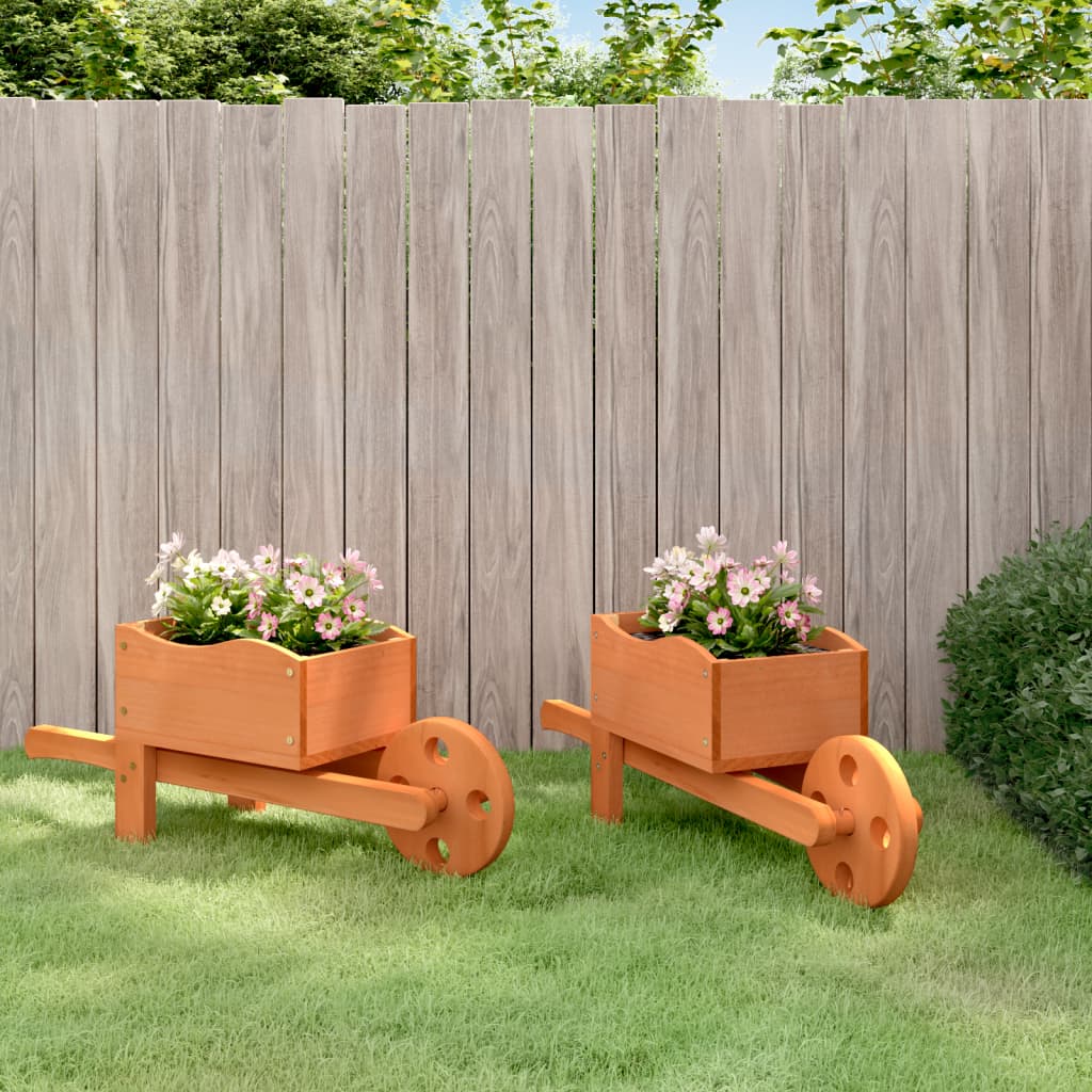 Planters Wheelbarrow Design 2 pcs. 47x15x19 cm Solid Wood