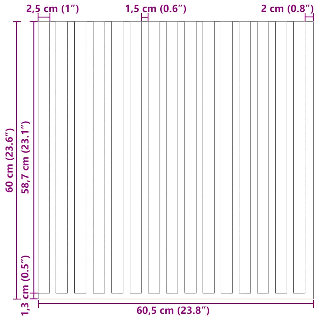 Acoustic Wall Panels, 8 pieces, 60 mm slats, oak veneer