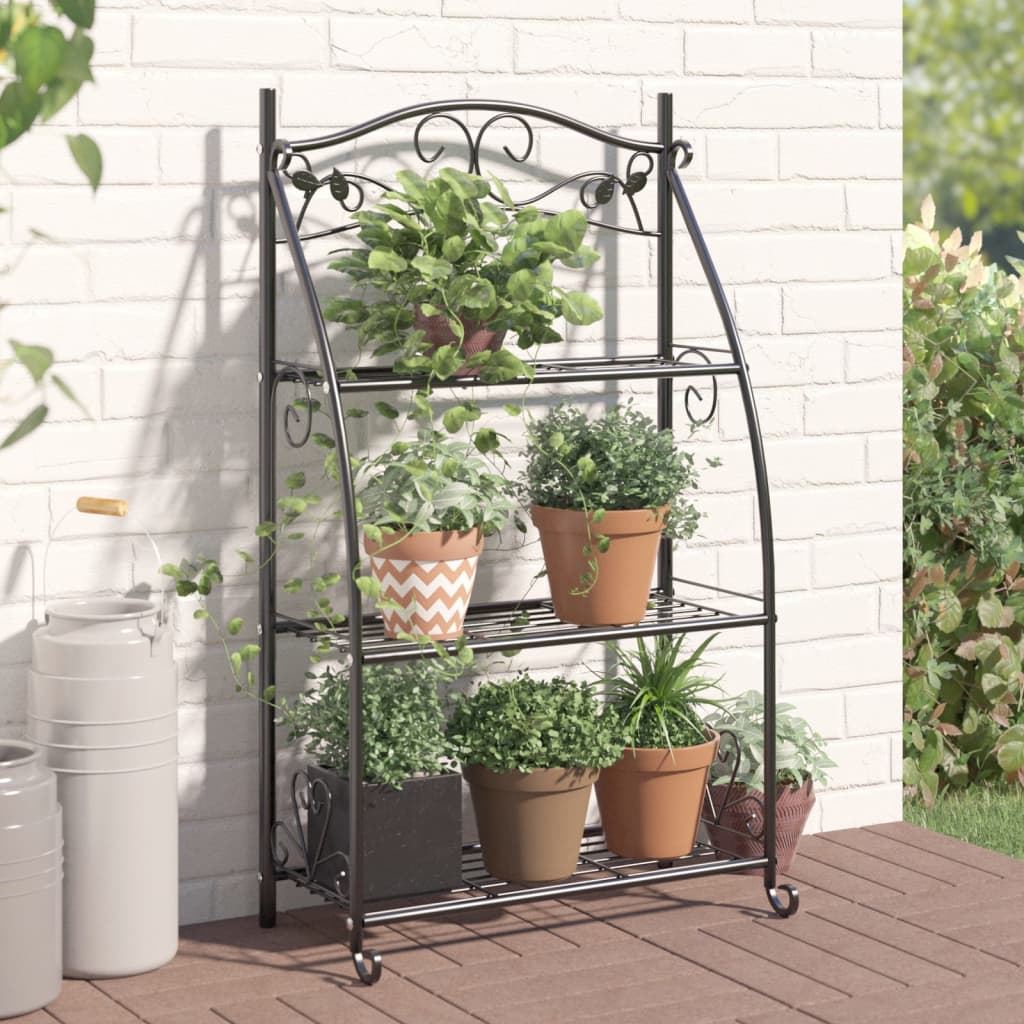 Flower Shelf Black 56x30x96 cm Steel