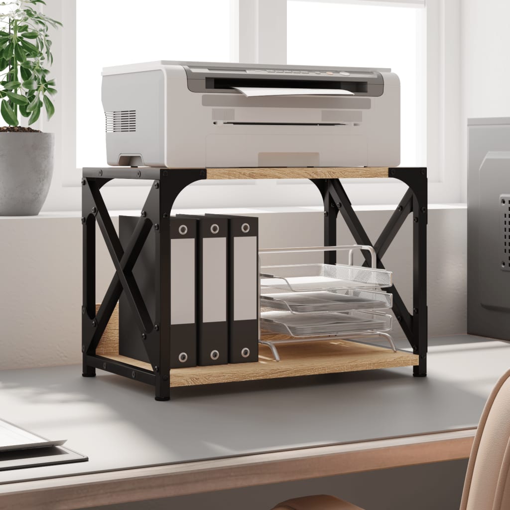 Printer Stand with 2 Shelves, Sonoma Oak, 44x26x31.5 cm