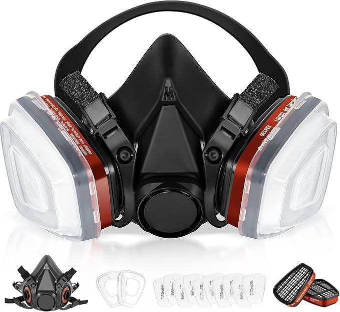 6001 Atemschutz Halbmaske Gasmaske Staubmaske Lackiermaske Mit Wechselfilter