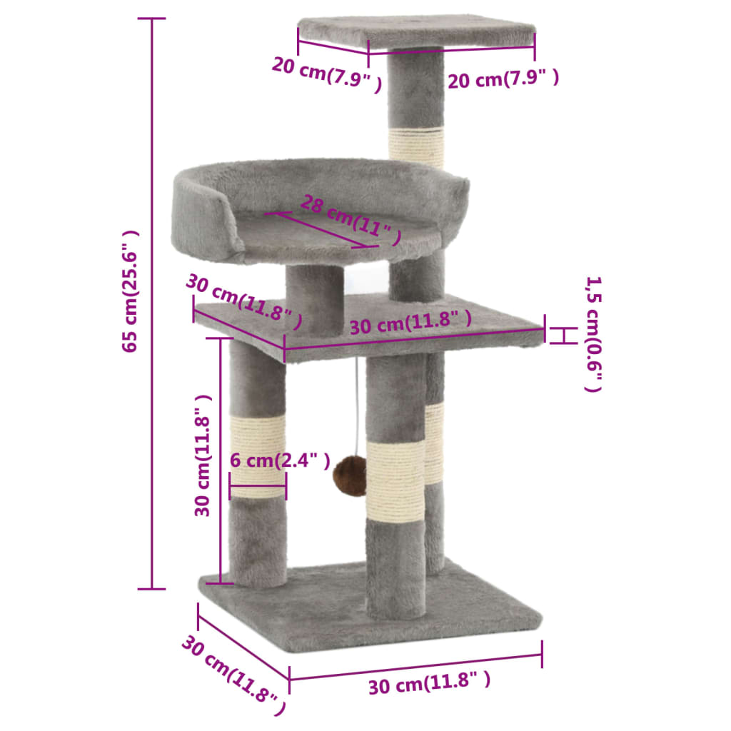 Cat Scratching Post with Sisal Scratching Columns 65 cm   Cat Scratching Post