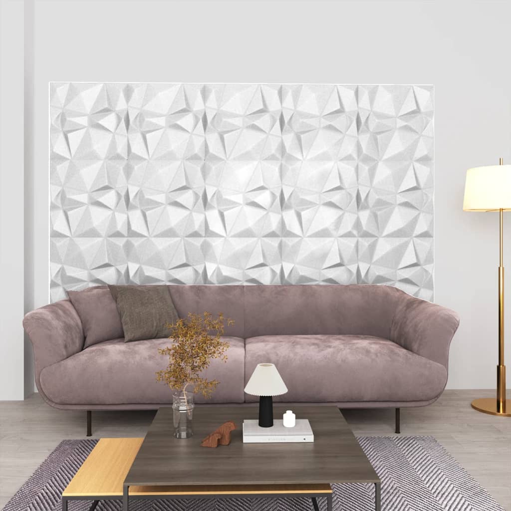 3D wall panels, 24 pieces, diamond white, 6 m²